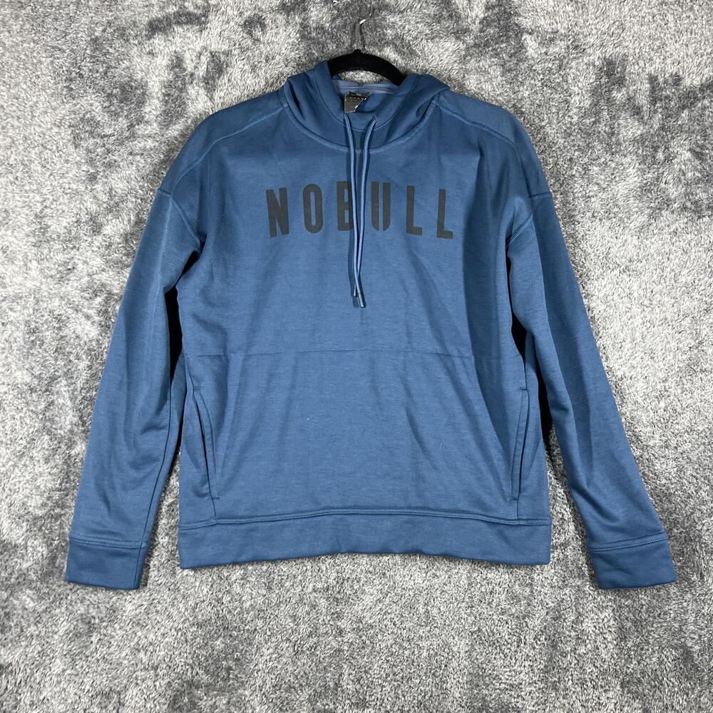 NOBULL Hoodie Mens S Blue Pullover Hooded Pockets Graphic Print Athletic